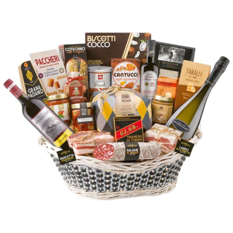 Cesto Natalizio in vimini Sapori della Tradizione pz.22 Villa Guelfa