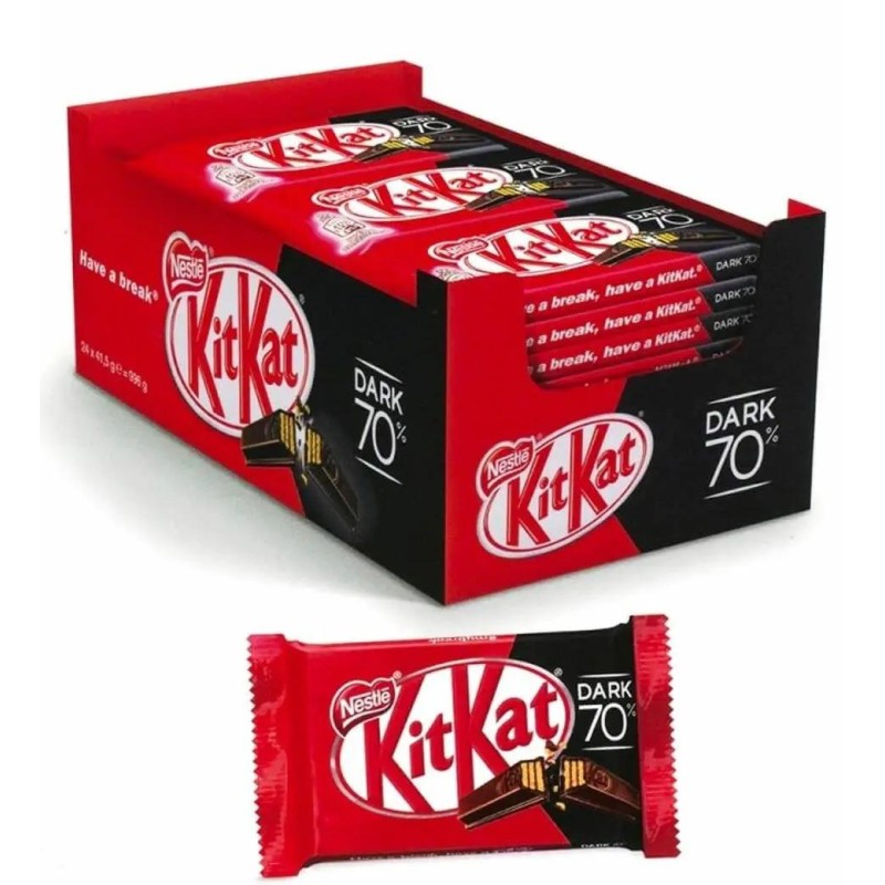 Nestle' Kit Kat DARK Wafer Ricoperto di Cioccolato Fondente Kit Kat 24 Snack da 41 gr