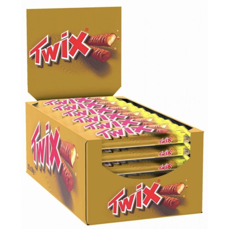 Twix barrette al caramello e cioccolato 25 barrette da gr.50