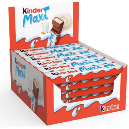 Ferrero Kinder Maxi Barrette di Cioccolato al Latte Ripiene Confezione da 36 pz da 21 gr