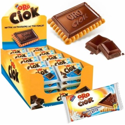 Oro Ciok Saiwa Biscotto con Tavoletta al Cioccolato al Latte 30 pezzi da 25 grammi