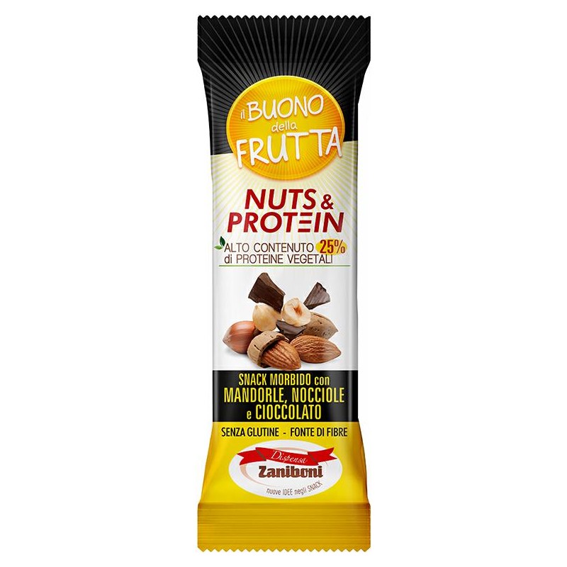 NUTS & PROTEIN Mandorle, Nocciole e Cioccolato gr.40 x20 pezzi Zaniboni